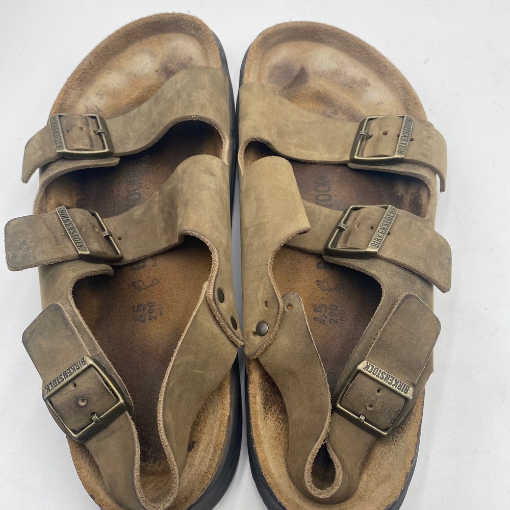 Birkenstock Milano CT Sandals Men 12 EU 45 Khaki Brown Oiled Leather Rugged Sole - Picture 11 of 15